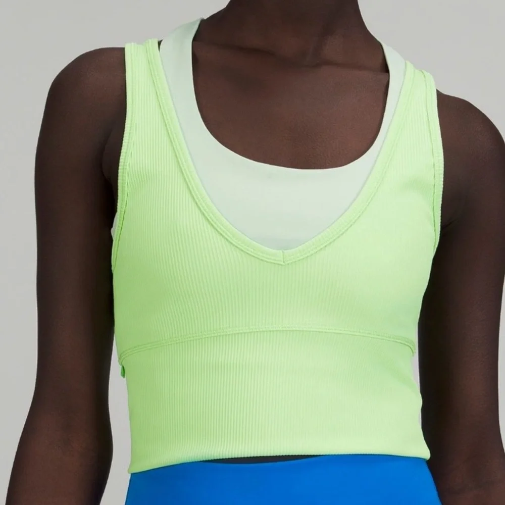Lululemon • Women’s Power Pivot Tank Blue Ribbed